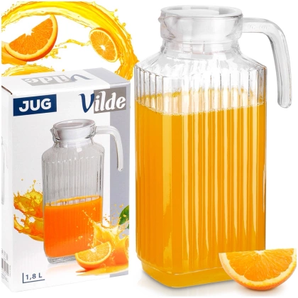 Dzbanek szklany z pokrywką wąski do lodówki 1,8 l