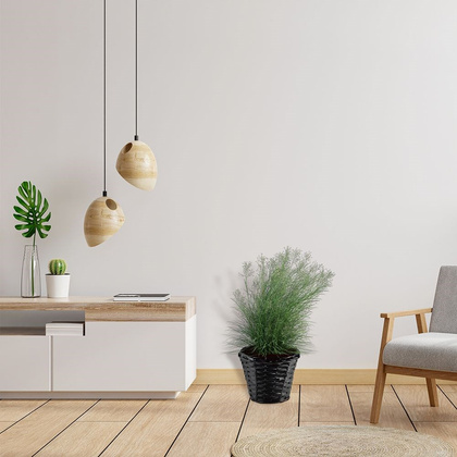 Osłonka na kwiaty roślinę doniczkę pleciona wiklinowa doniczka czarna koszyk boho 25x20 cm