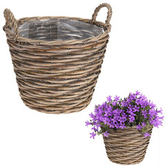 Doniczka osłonka wiklinowa kosz koszyk z uchwytami na kwiaty rośliny 22x22 cm