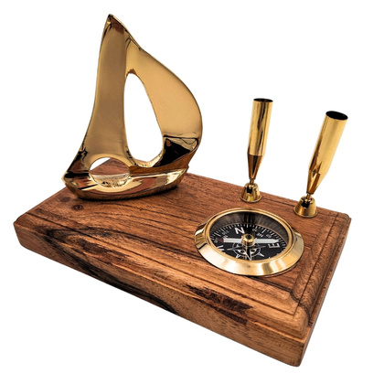 Elegancki zestaw na biurko - jacht i kompas - BCPH103