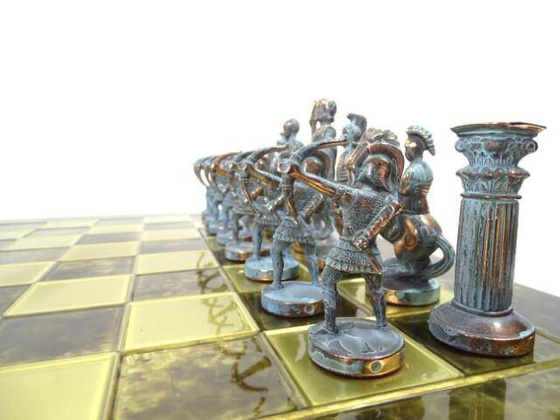 Duże ekskluzywne mosiężne szachy  - Łucznicy 44x44cm - S10BBRO