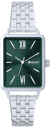 MINET Zielony damski zegarek SIENA ze srebrna stalową bransoletką