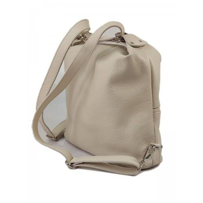 Torebko plecak,Włoski worek na ramię Vera Pelle,pojemny A4 STZ34T beżowy