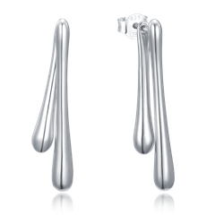 MINET Nowoczesne srebrne kolczyki wiszące krople