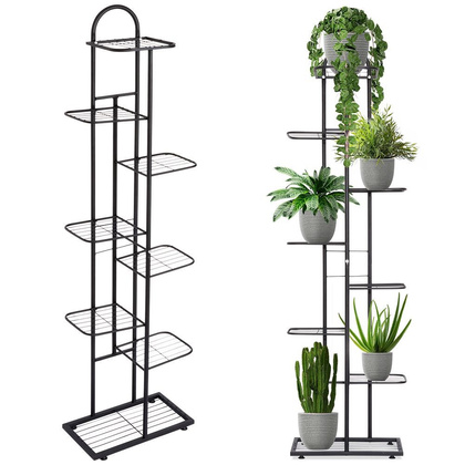 Kwietnik 8-poziomowy na doniczki metalowy czarny 153 cm