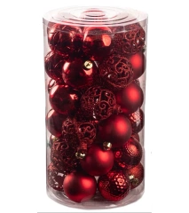 Bombki choinkowe komplet 37 szt. nietłukących plastikowych bombek - Czerwony