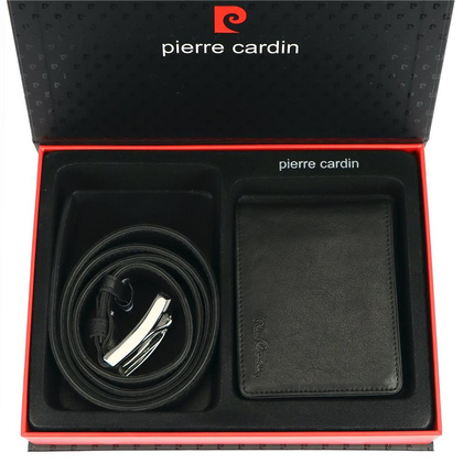 Zestaw prezentowy portfel +pasek Pierre Cardin ZG-104 Czarny / Czerwony