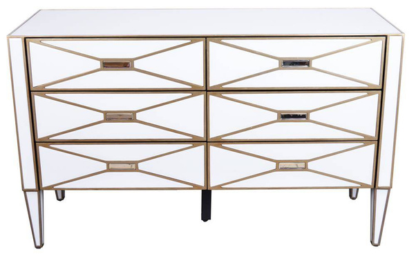 Komoda biała szklana 6 szuflad