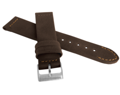LAVVU Brązowy szyty pasek RETRO z luksusowej skóry Top Grain - 18