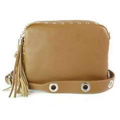 Listonoszka frędzelek, kółka ,dzety srebrne okucia Vera Pelle Camel  VP1188C