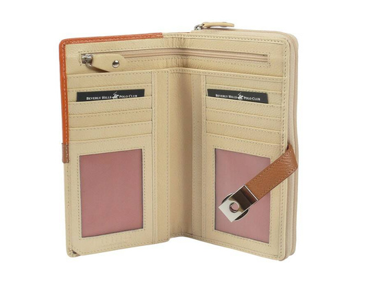 BH-351 ILLINOIS Portfel damski skórzany Pomarańczowo Beżowy