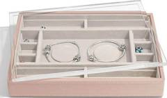 Szkatułka na charmsy Stackers jasnoróżowa z przegródkami i pokrywką