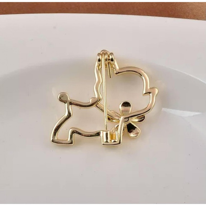 Broszka ozdobna emaliowana - piesek z kwiatkiem BZ210