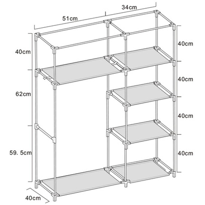 SZAFA TEKSTYLNA GARDEROBA 90x45x170CM CIEMNO-SZARA 8811