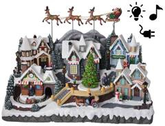 Świąteczne miasteczko led z pociągiem i zasilaczem