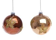 Kpl 2 bombek miedzianych ze złotą gwiazdką
