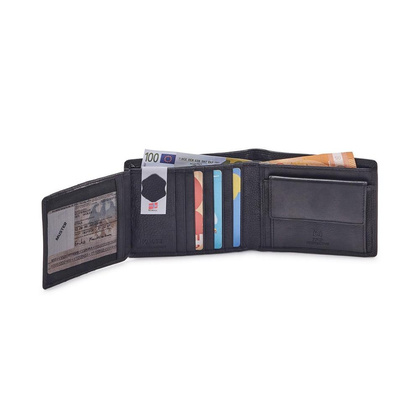 Portfel męski skórzany GW-2213 RFID Czarny