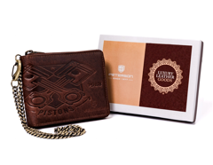 Duży, skórzany portfel męski z łańcuchem