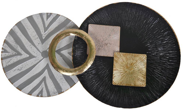 Dekoracja ścienna metalowa koła, kwadraty