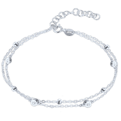 MINET Podwójna srebrna bransoletka z białymi cyrkoniami