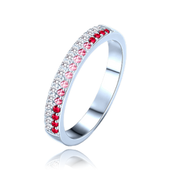 MINET Luksusowy pierścien srebrny z białymi, czerwonymi i różowymi cyrkoniami wielkość 15