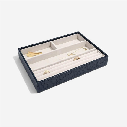 Szkatułka na biżuterię Stackers Croc 4 komorowa classic granatowa