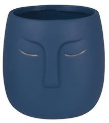 Doniczka ceramiczna twarz granatowa