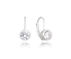 MINET Kolczyki srebrne z białymi cyrkoniami