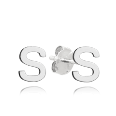 MINET Srebrne kolczyki litera "S"