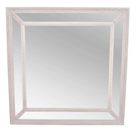 Lustro kwadratowe w przecieranej zdobionej ramie