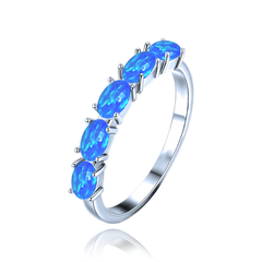 MINET Pierścien srebrny z niebieskimi opalami wielkość 14