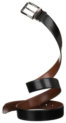 Dwustronny skorzany pasek meski z obrotowa klamra
