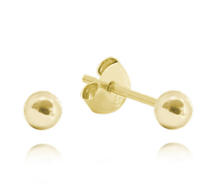 MINET Kolczyki srebrne pozłacane KULKI MAŁE 3 mm