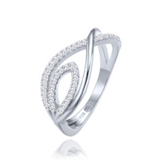 MINET Luksusowy pierścien srebrny z białymi cyrkoniami wielkość 17