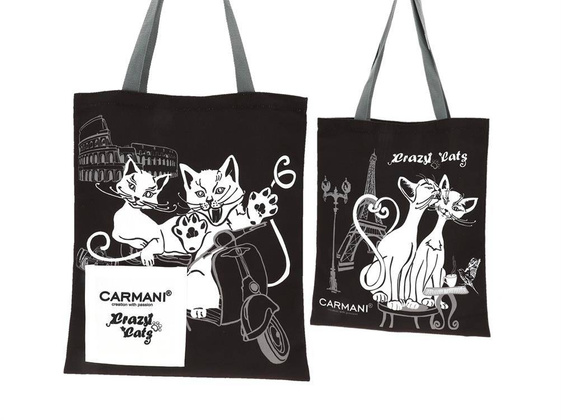 Torba na ramię - Koty (czarna) (CARMANI)