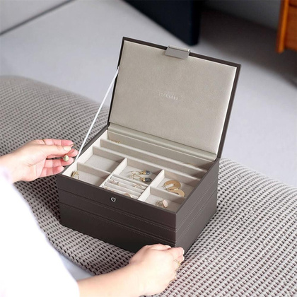 Szkatułka na biżuterię Stackers potrójna classic brązowoszara