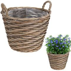 Doniczka osłonka wiklinowa kosz koszyk z uchwytami na kwiaty rośliny 27x27 cm