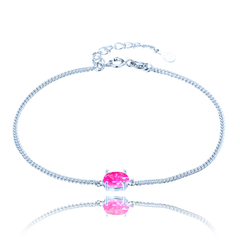 MINET Srebrna bransoletka z różowym opalem