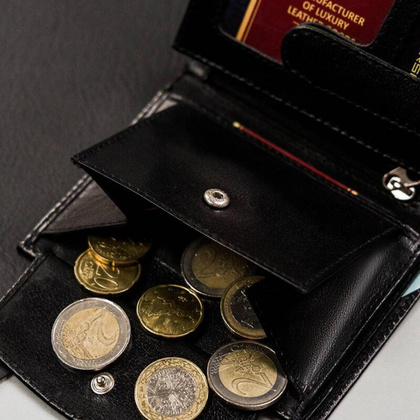 Skórzany męski portfel Peterson PTN 303-PR 2-1-1 czarny