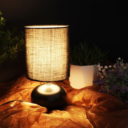 Lampa stołowa z kloszem abażurem lampka nocna czarna z metalową podstawą loft 26x14 cm