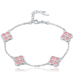 MINET Srebrna bransoletka koniczyna z jadeitem