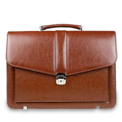 Skórzana teczka męska na dokumenty laptopa brązowa - Pavone Nero Tronto 2058 BR