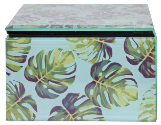 Szkatułka szklana w liście mała