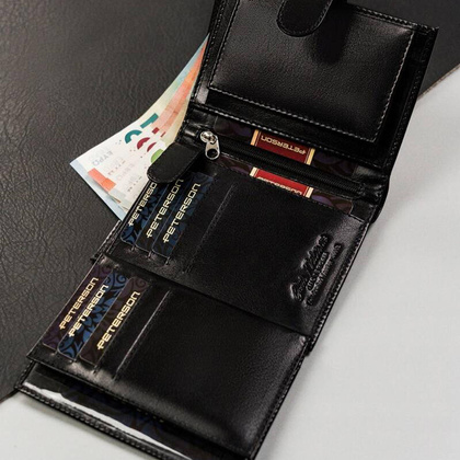 Portfel męski skórzany Peterson PTN 324Z-PR 2-1-1 czarny