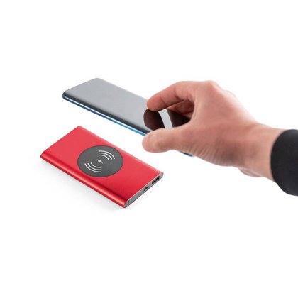 Powerbank i bezprzewodowa ładowarka, czerwony