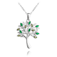 MINET Srebrny naszyjnik DRZEWO ŻYCIA z zielonymi cyrkoniami