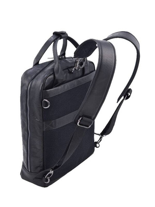 Plecak na laptop 17' AERONAUTICA MILITARE Vintage Skórzana Czarny