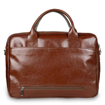 Skórzana torba męska na ramię laptopa 15,6" brązowa - Pavone Nero Monza 2300 BR