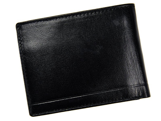 Kompaktowy czarny portfel ze skóry naturalnej wysokiej jakości