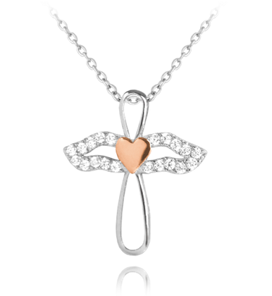 MINET Naszyjnik błyszczący srebrny ANIOŁ